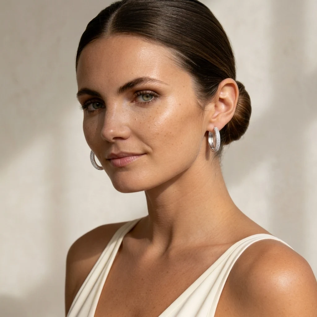 Orecchini Rivière indossato